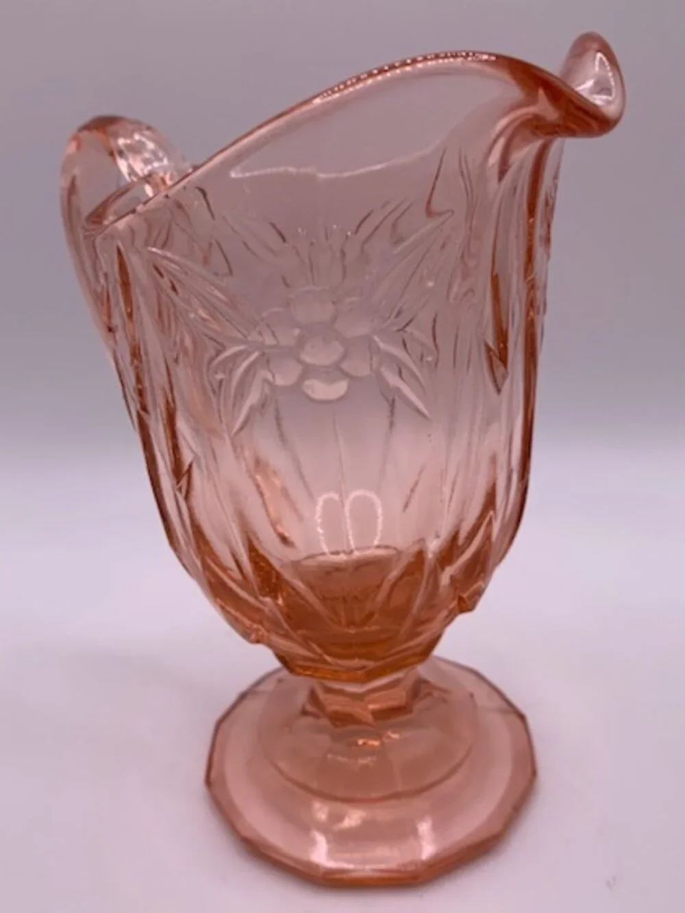 German Pressed Glass PINK Creamer Pitcher